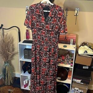 NWT Area Stars Floral Flutter Sleeve Tiered Maxi Dress